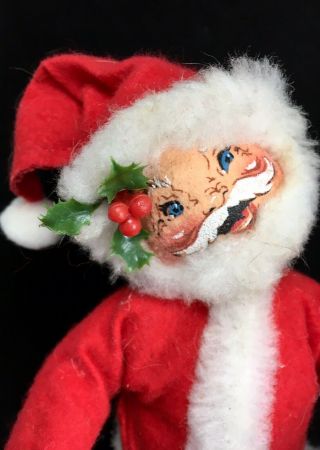 Vintage Creepy Santa Claus Felt Annalee Dolls 8” w/ tag Stuffed Poseable Cloth 3