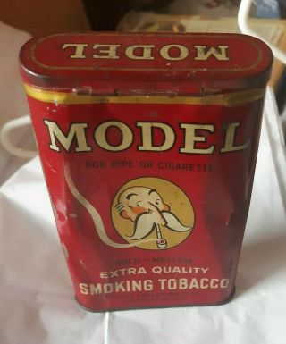 Vintage Model Pipe Cigarette Smoking Tobacco Upright Pocket Tin W/ Flip Top Lid