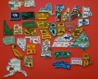 37 - Vintage Rubber Refrigerator Magnets 33 Different States,  Canada/puerto Rico