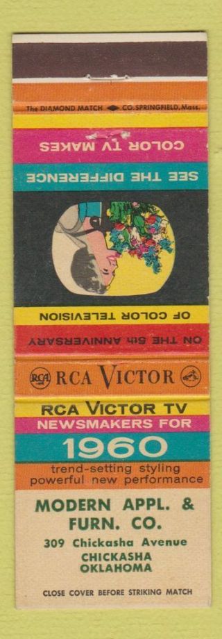 Matchbook Cover - Rca Victor Tv 1960 Chickasha Ok Modern Appliance