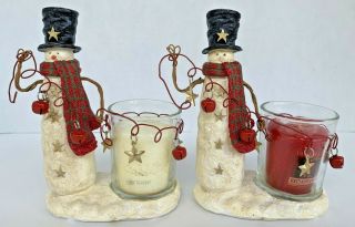 Yankee Candle 2011 Christmas/holiday Snowman Votive Candle Holder Set Decoration