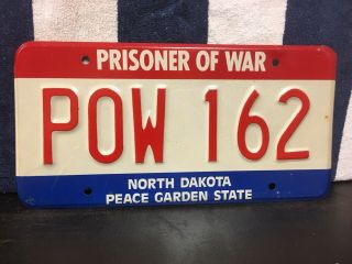 Rare North Dakota Pow License Plate
