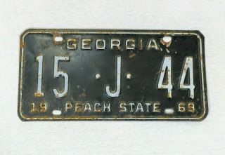 1969 Georgia Ga License Plate 15 - J - 44 Tag Sign