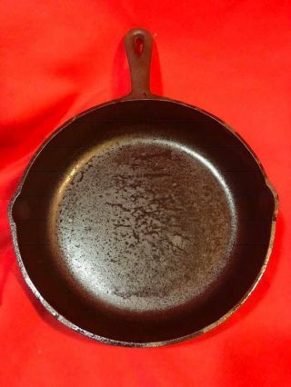 Cast Iron Fry Pan Skillet No.  7 10 1/8 In Opposing Pour Spouts Twice - Seasoned
