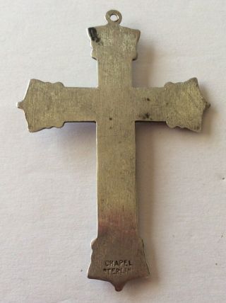 Signed Marked CHAPEL STERLING INRI Crucifix Cross Pendant ESTATE Jewelry 3