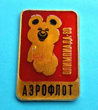 Aeroflot Soviet Airlines Logo Badge Olympic Games Moscow - 1980 Mascot Misha