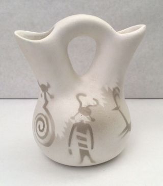 Vintage Navajo Pottery - M.  Redhorse Porcelain Wedding Vase - 6 "