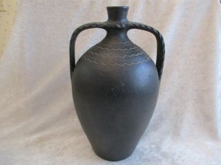 Vintage Roumanie Cartimex Romania Etched Black Clay Water Vessel/jug