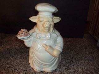 Proud Pig Pastry Chef Ceramic Cookie Jar Cooks Club Id:44090