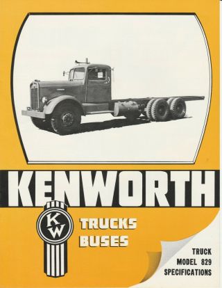 Kenworth Truck Model 829 Specifications Brochure Old Vintage Vtg