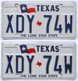 Vintage Texas 1990s License Plate Pair,  674 - 7ja,  Quality