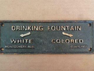 Cast Iron Segregation Sign Drinking Fountain White Colored 1931 Montgomery Ala