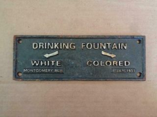 CAST IRON SEGREGATION SIGN DRINKING FOUNTAIN WHITE COLORED 1931 MONTGOMERY ALA 2