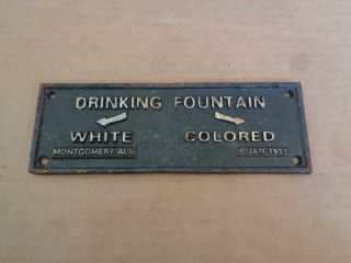 CAST IRON SEGREGATION SIGN DRINKING FOUNTAIN WHITE COLORED 1931 MONTGOMERY ALA 3