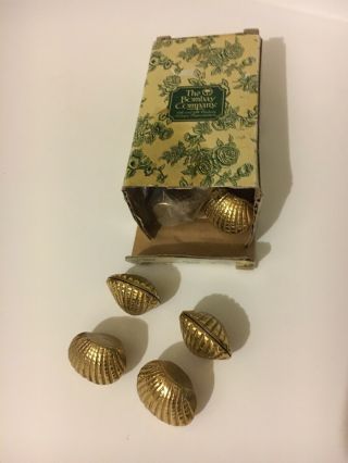 Vtg Set Of 11 " The Bombay Company " Brass Clam Shell Place Card Holders