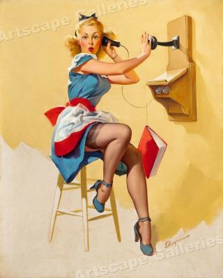 1949 Elvgren " What A Line " Sexy Blonde Pin - Up Girl Phone Poster - 20x24