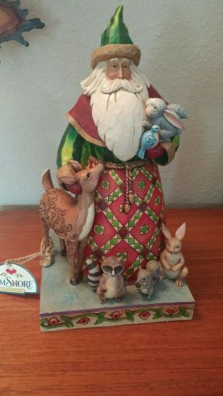 2007 Jim Shore Heartwood Creek Santa With Forest Animals Rabbit Ear Repaired