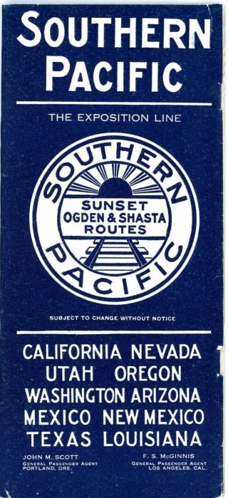 Southern Pacific Railroad System Passenger Time Table,  1915 - 47 Pages