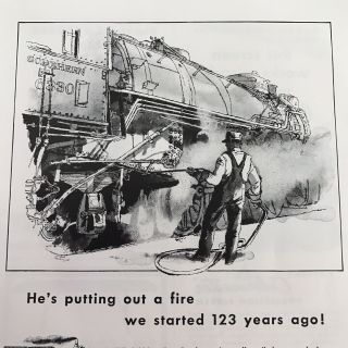 Southern Railway System Vtg 1953 Print Ad Putting Out A Fire Started 23 Yrs Ago