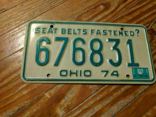 1974 Ohio License Plate 676831.  Cutlass,  Oldsmobile,  Hurst Olds W30