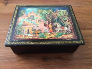 Vintage Signed Russian Lacquer Box Hand Painted