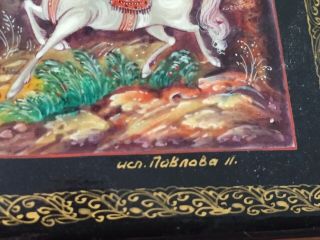 Vintage SIGNED Russian Lacquer Box Hand Painted 4