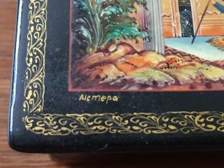 Vintage SIGNED Russian Lacquer Box Hand Painted 5