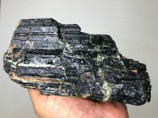 Large Schorl Black Tourmaline Crystal Rough 3.  5 Lbs - From India