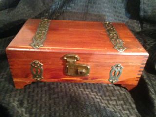 Vintage Wood And Brass W Latch Cigar Box District 95 Pa.  Taxes Paid Carved On Bo