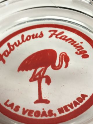 Vintage 1950s FABULOUS FLAMINGO LAS VEGAS Glass Ashtray Souvenir red Logo Round 2