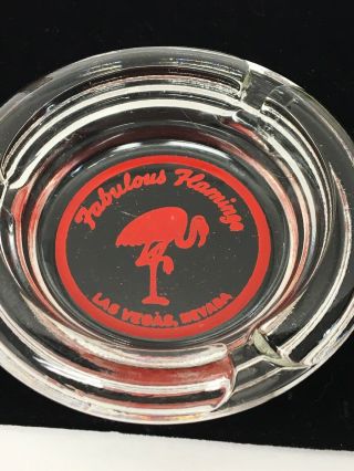 Vintage 1950s FABULOUS FLAMINGO LAS VEGAS Glass Ashtray Souvenir red Logo Round 5