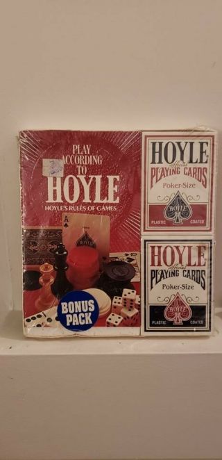 1994 2 Decks Vintage Hoyle 100 Plastic Playing Cards Red&blue,  Rule Book