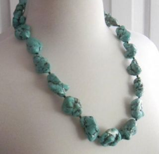 Fashion Natural Turquoise Gemstone Necklace Long Chunky 26 Inches 4