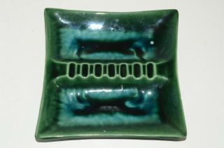 Made In Usa 1950s Vintage Ceramic Ashtray Green 8.  5 " Atomic Style