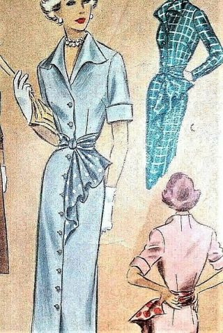 Vintage Classy Mccall 7750 Sewing Pattern 1949 Dress Sz 16 Bust 34 " Uncut