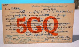 1925 Ham Radio Qsl Card - 5gq,  Meridian,  Ms