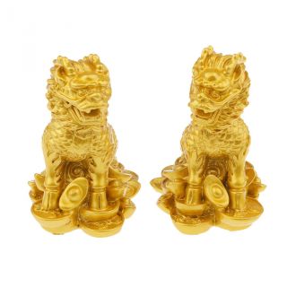 Feng Shui Lion Statues Home Protection Lion Figurine Lion Statue Pair Gold M
