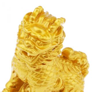 Feng Shui Lion Statues Home Protection Lion Figurine Lion Statue Pair Gold M 5