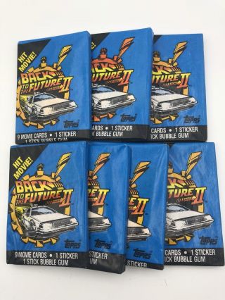 7ct Vintage 1989 Topps Back To The Future 2 Trading Cards Box Wax Packs