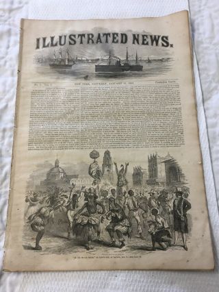 Illustrated News York January 15,  1853 Antique Newspaper Edgar Allan Poe