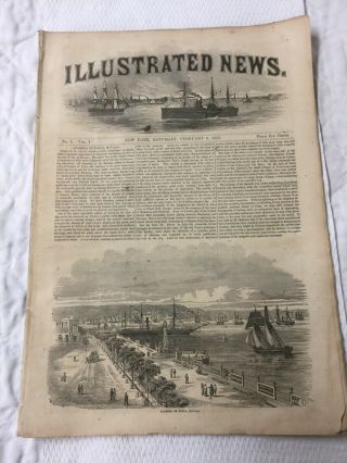 Illustrated News York February 5,  1853 Antique Newspaper Edgar Allan Poe