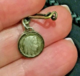 Antique Pin Our Lady Of Lourdes Medal Catholic Virgin Mary St.  Bernadette Silver