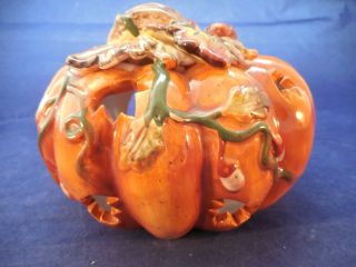 Fall Ceramic Pumpkin Votive Candleholder