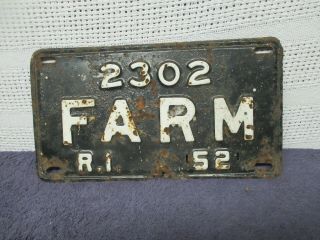 1952 Rhode Island Farm License Plate 2302