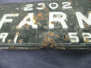 1952 Rhode Island FARM License Plate 2302 4