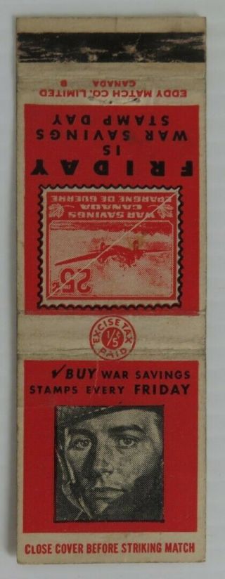 Vintage Wwii Buy War Savings Stamps Matchbook Cover (inv23938)