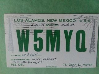 Los Alamos,  Mexico - W5myq - Dean D.  Meyer - 1954 - Qsl
