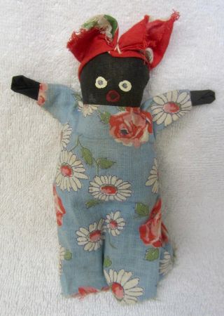 Vintage Cloth Mammy Doll Black Americana Handmade Folk Art Antique Attic Find