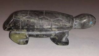Large Zuni Carved Turtle Fetish Signed By Donovan Laiwakete - Picasso Marble