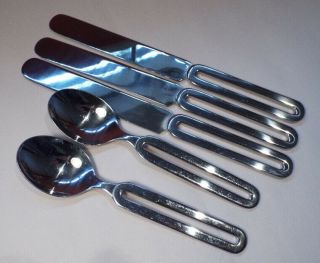 Stanley Roberts Cycles Dinner Knife Spoons 5 Pce Set Korea Solid Flatware Rogers